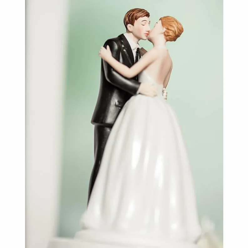 "Romance" Kissing Couple Wedding Cake Topper