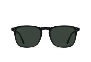 Raen Wiley Mens Square Sunglasses - Crystal Black/Green Polarized