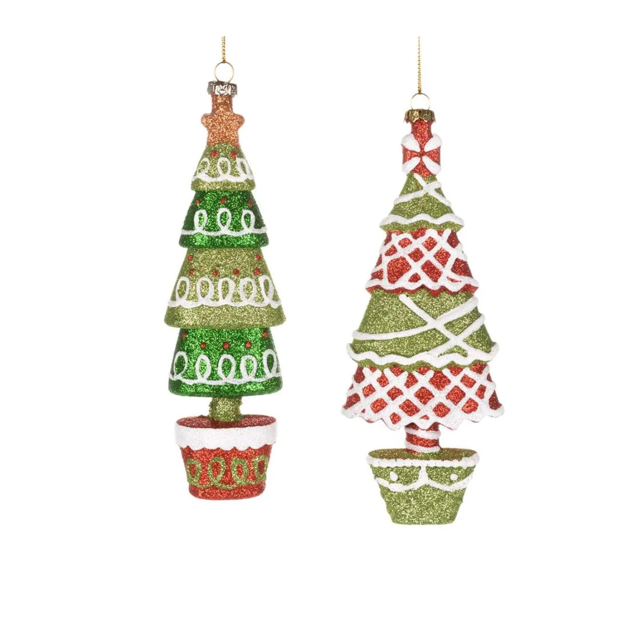 Red and Green Glitter Tree Ornaments