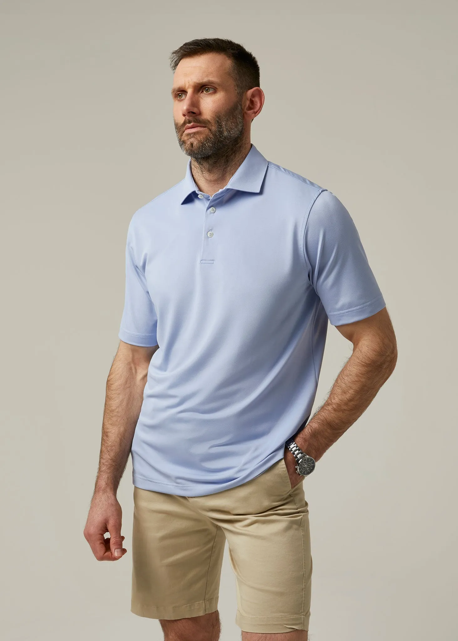 Rockbourne Performance Polo in Light Blue - Sports Fit