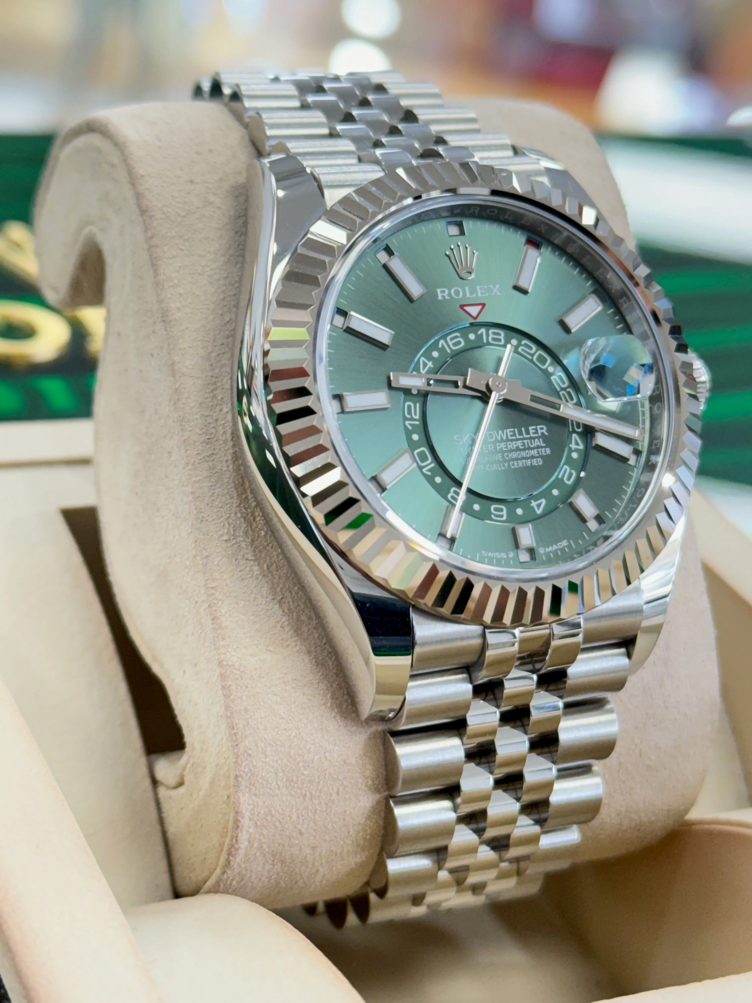 Rolex Sky-Dweller Mint Green Dial 336934 Jubilee Band Box and Papers UNWORN