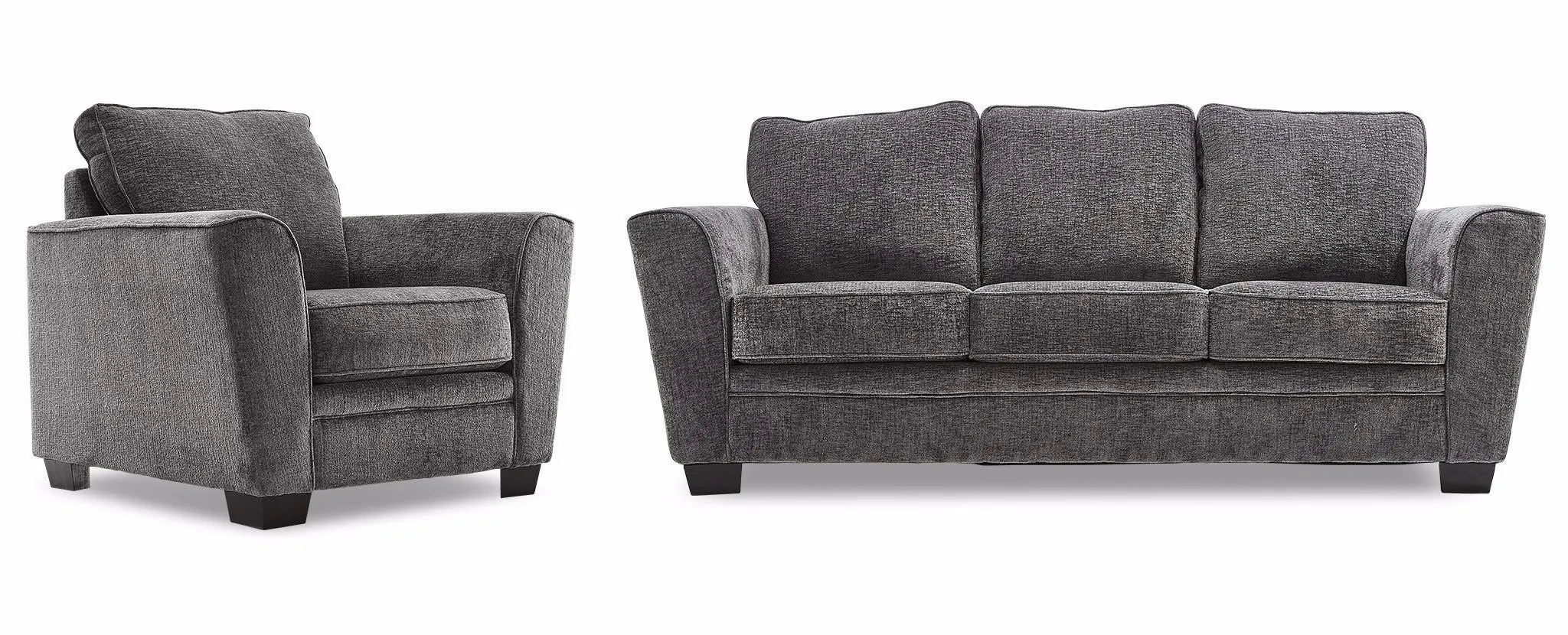 Roslin Sofa and Chair Set - Charcoal