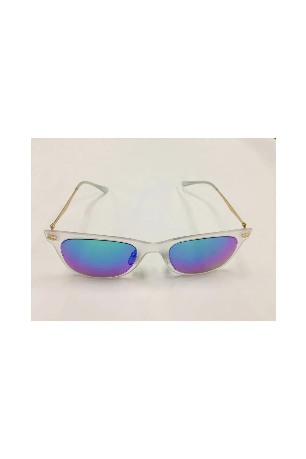 Square double tinted light frame sunglasses