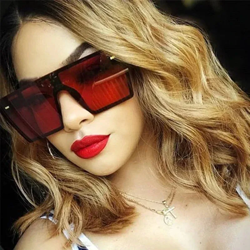 Square Fashion Flat Top Oversized Gafas Shade Mirror Sunglasses