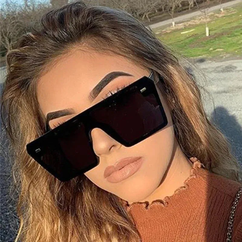 Square Fashion Flat Top Oversized Gafas Shade Mirror Sunglasses