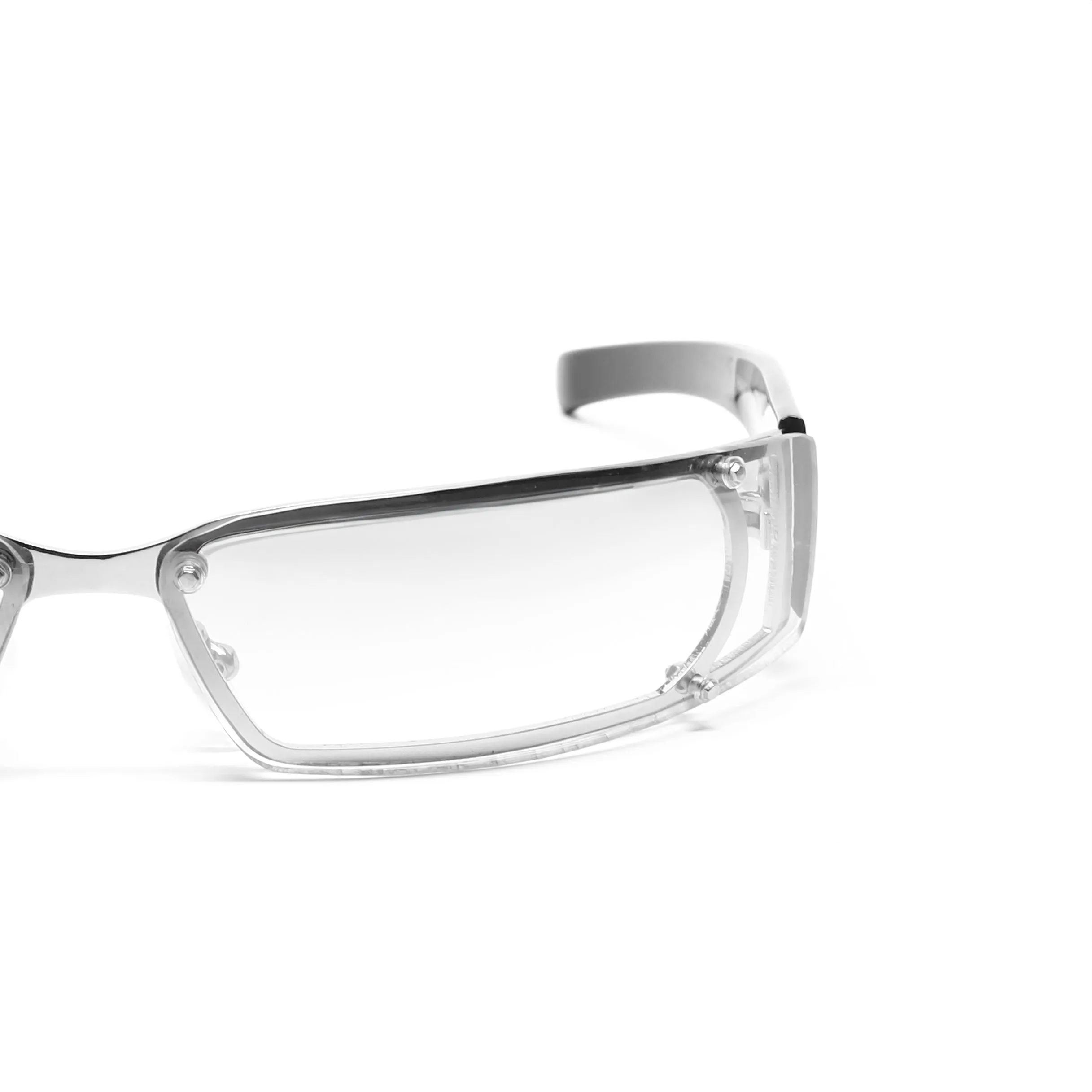 //Style 03// X-Static 1999 Slim Wraparound Rectangle Sunglasses - Clear