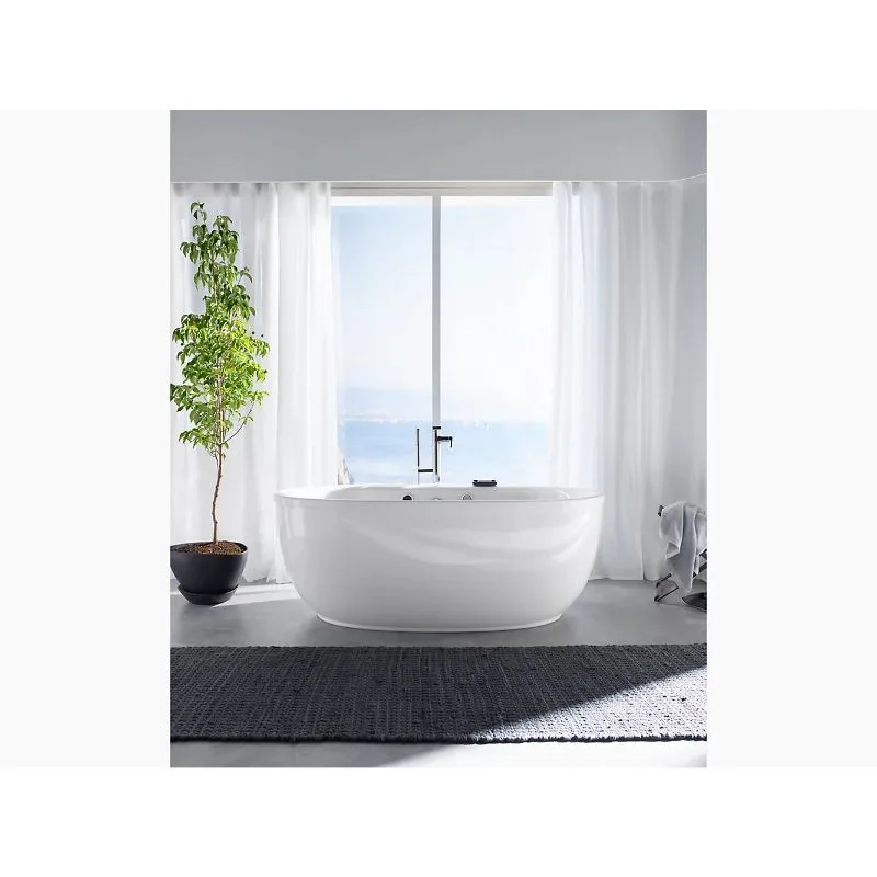 Sunstruck 65.81" x 36" x 24.5" Freestanding Jetted Heated Surface Bathtub in White