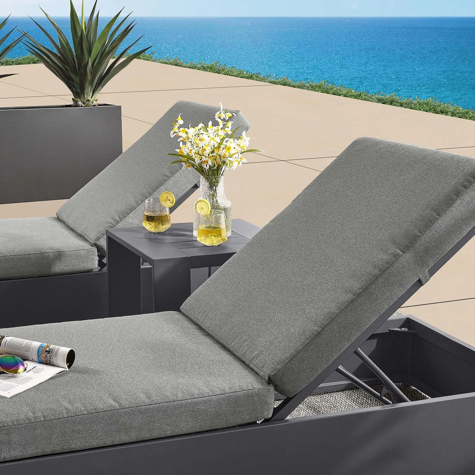 Tahoe Outdoor Patio Powder-Coated Aluminum 3-Piece Chaise Lounge Set