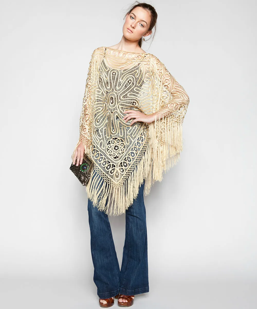 THE AMELIE OPENWORK PONCHO IN IVORY