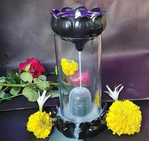 The World Decor Glass Shivling Backflow Incense Burner Waterfall Smoke Fountain for Home Decor with Free of 11 Backflow Cones/Dhoop