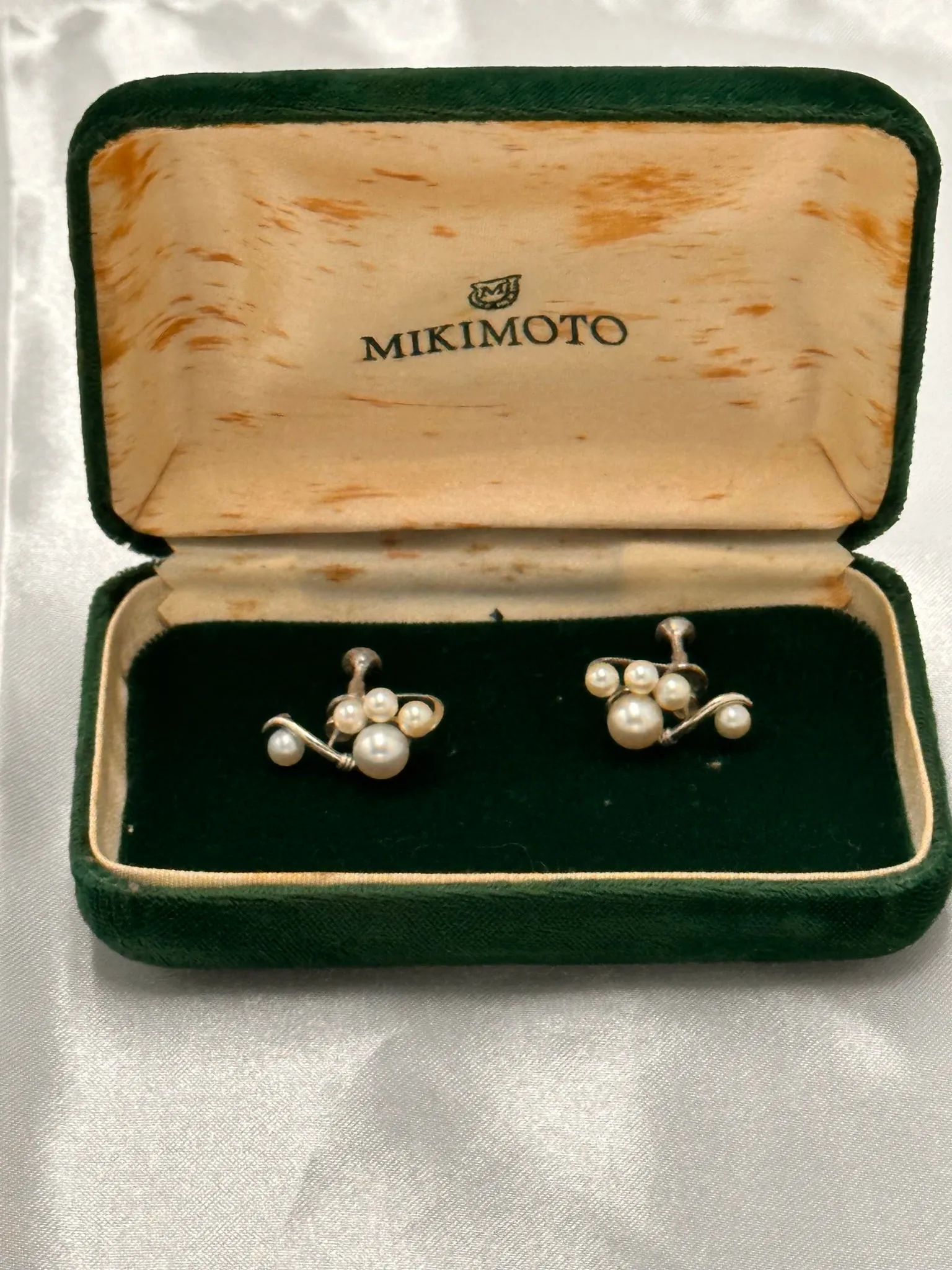 Timeless Elegance Silver Pearl Earrings presented in a Mikimoto Box