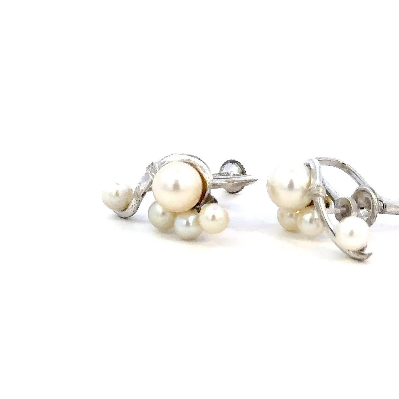 Timeless Elegance Silver Pearl Earrings presented in a Mikimoto Box