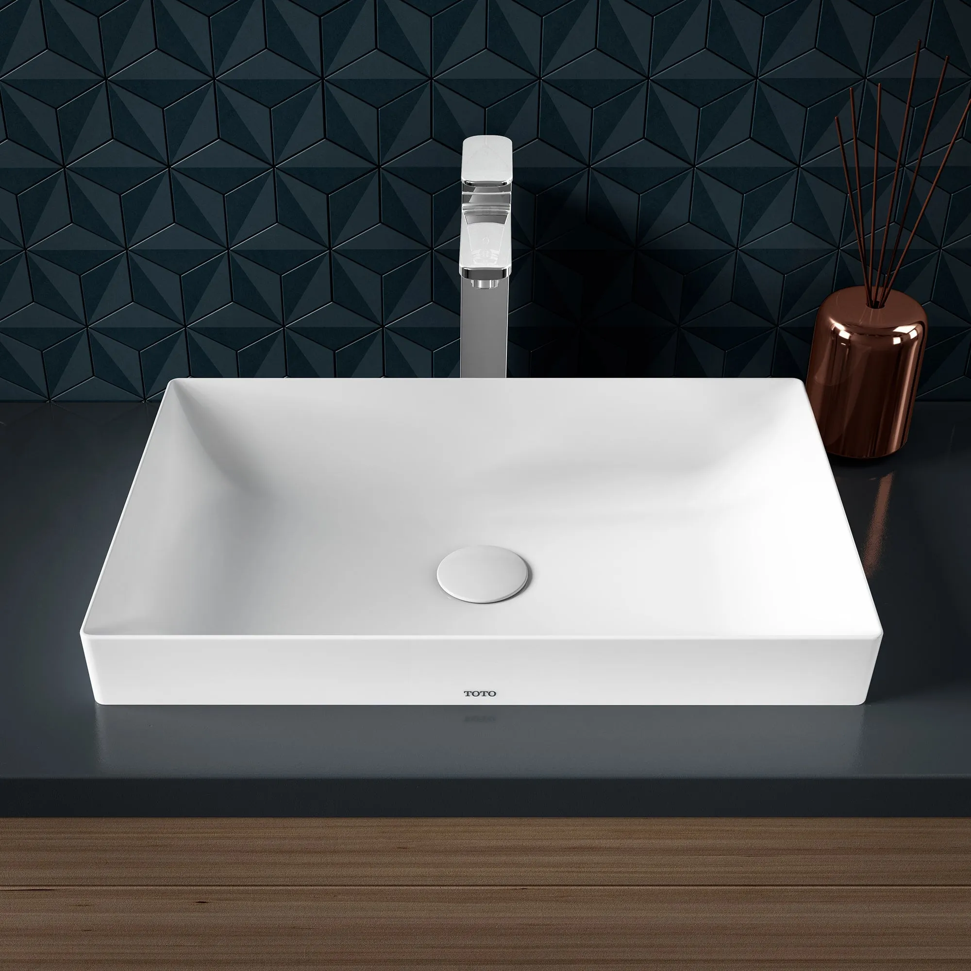 TOTO LT475MT#CMW Kiwami Rectangular 20" Vessel Bathroom Sink with CEFIONTECT, Clean Matte