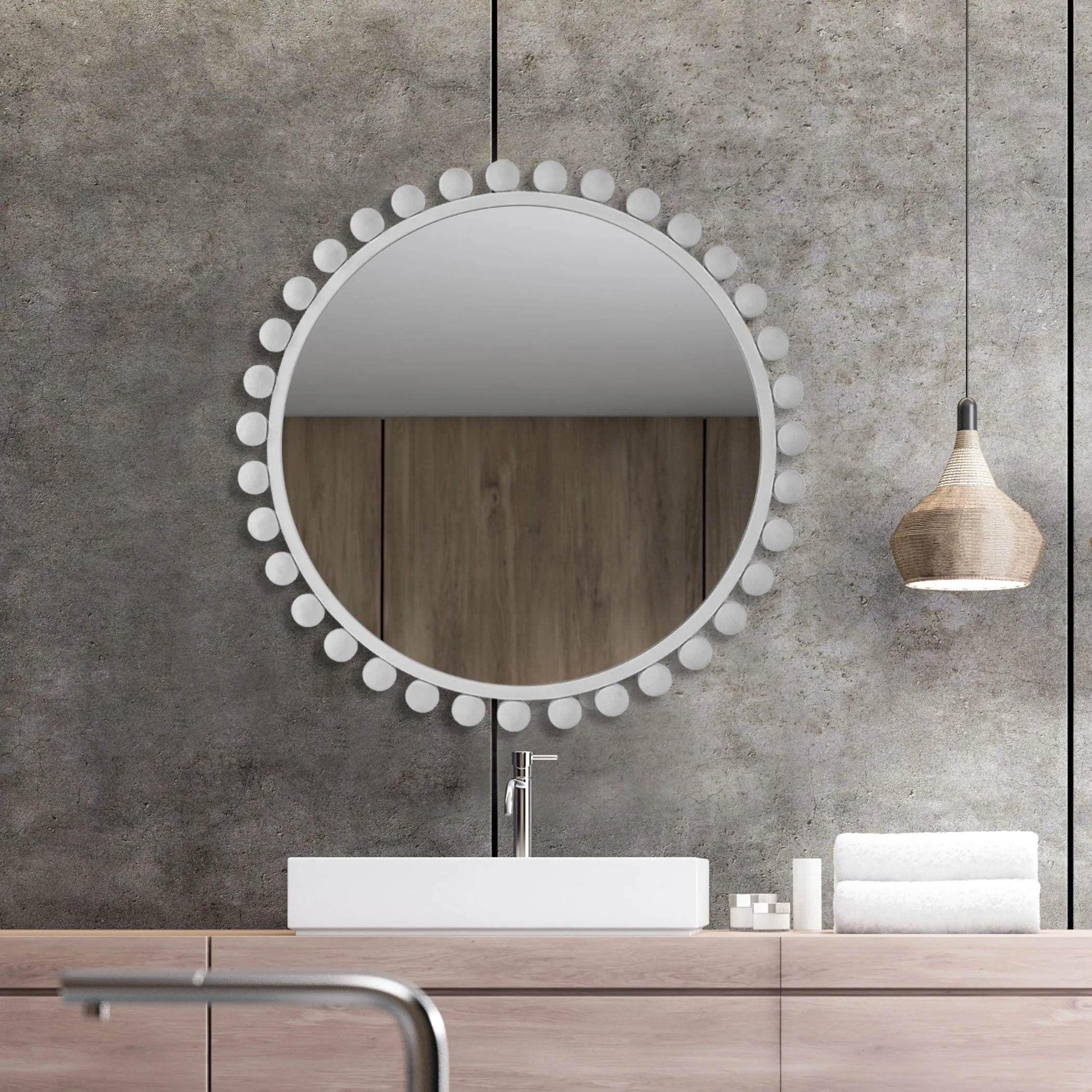 Uttermost Cyra White Round Mirror