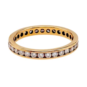 Vintage Diamond 18k Yellow Gold Channel Set Eternity Band