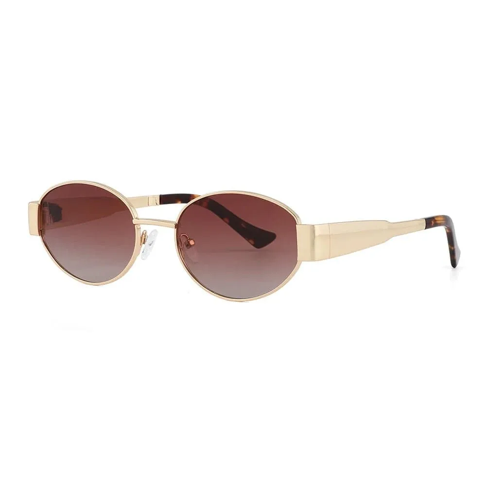 Vintage Polarized Sunglasses for Women - Alloy Frame, Oval Style