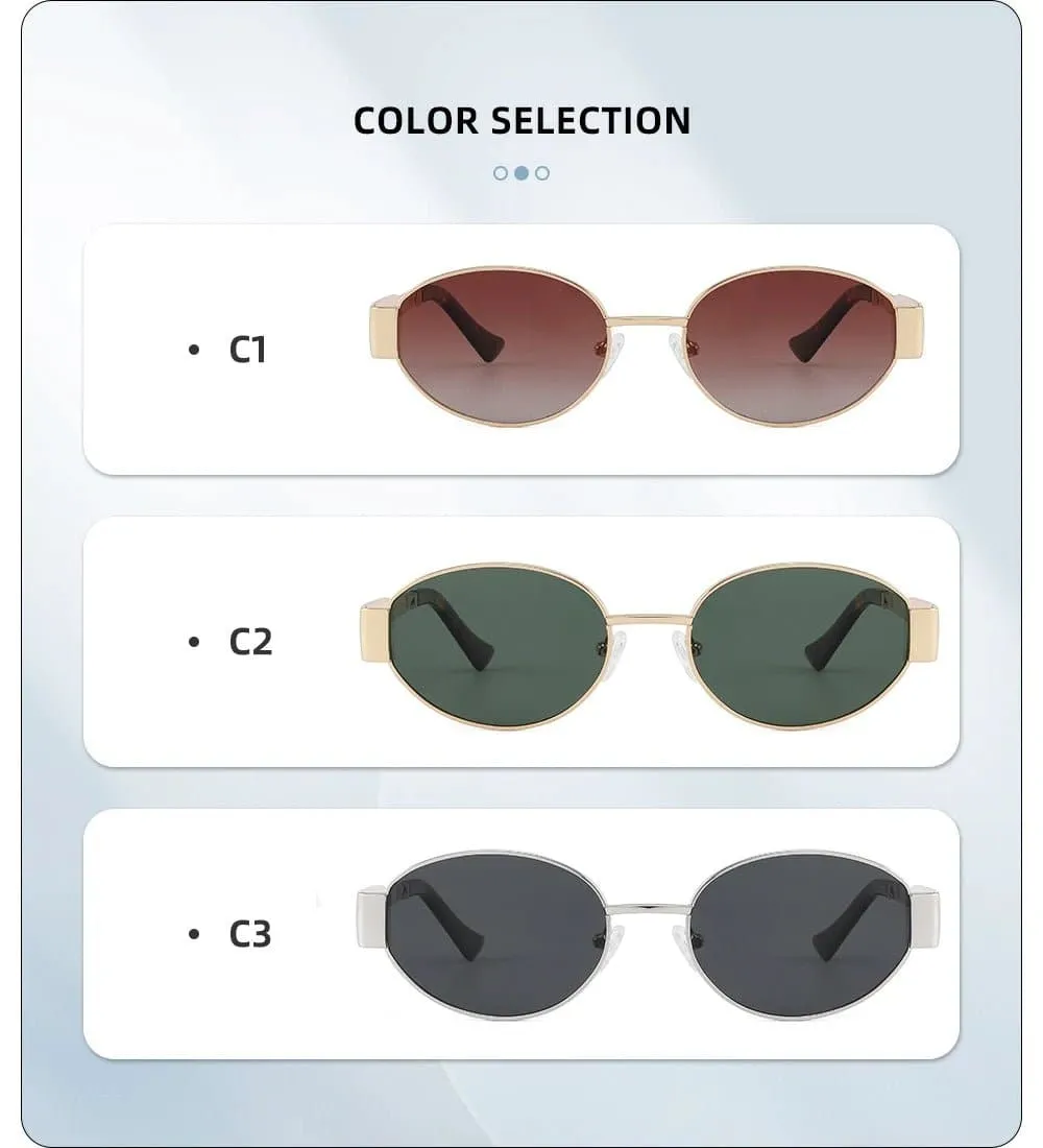 Vintage Polarized Sunglasses for Women - Alloy Frame, Oval Style