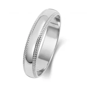 Wedding Band 9K D Shape  Millgrain 4mm-1.75 Wedding  Ring W184WH