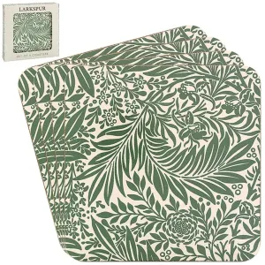 William Morris Set of 4 Larkspur Leaves Coasters