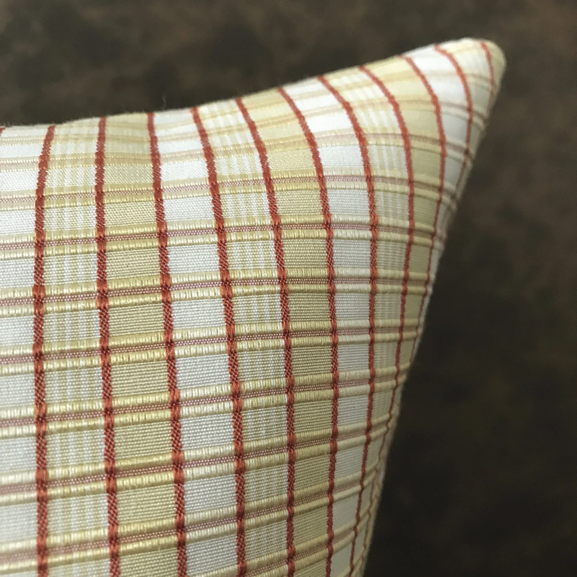 Yellow Woven English Check Lumbar Pillow Cover 15x26