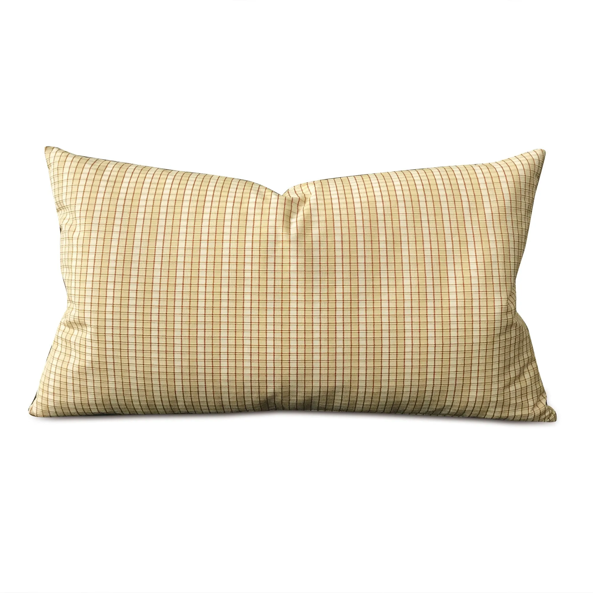 Yellow Woven English Check Lumbar Pillow Cover 15x26